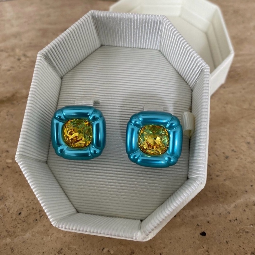 Blue and Yellow Stud Earrings